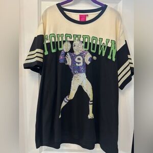 Black and Cream Touchdown Graphic T-Shirt
